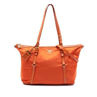 Prada Pre-owned Prada Saffiano Trimmed Tessuto Satchel Ladies QUX26E1HQLR9ELU5