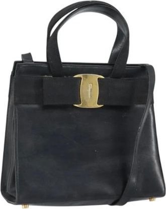 Ferragamo Pre-owned Handbags, female, Black, Size: ONE SIZE Pre-owned Leather Handbag