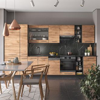 Vicco Mueble De Cocina Fame-line, Oro Power Roble/antracita, 355 Cm, Et Roble