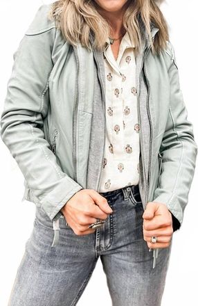 Mauritius Finja Hooded Lamb Skin Jacket In Seafoam