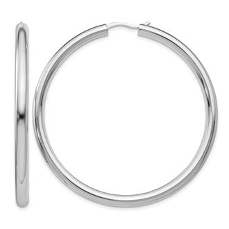 Diamond2Deal Sterling Silver 3.5x51mm Round Tube Hoop Earrings