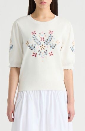 NVLT Eyelet Embroidered Sweater in Marshmallow at Nordstrom Rack, Size X-Large