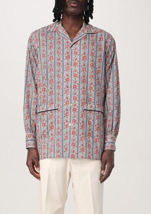 Valentino Mens Printed Silk Longsleeve Shirt - Grey - Size Small