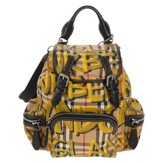 Burberry Graffiti Rucksack Vintage Check Canvas Beige Canvas Backpack Bag (Pre-Owned)