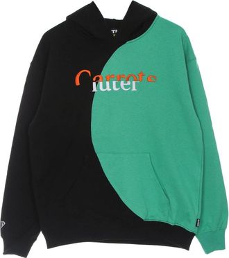 Iuter Zwarte Split Hoodie met Wortelontwerp - Heren - Hoodies - Zwart - M - Katoen - Hoodies & sweatvesten