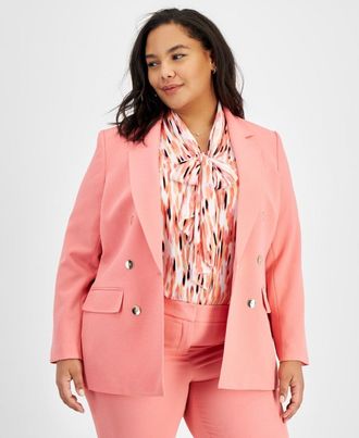 Bar III Bar Iii Blazer Jacket Womens Coral Rose Notch Lapel Long Sleeve FTS1118