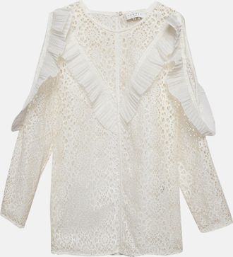 Sandro Off-White Lace Full Sleeve Ruffled Top