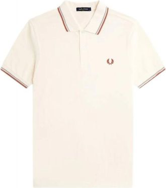Fred Perry Tops, Heren, Beige, 2Xl, Beige/Blauw Twin Tipped Polo Shirt