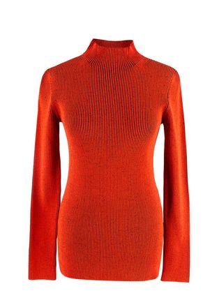 Proenza Schouler Proenza Orange Ribbed Knit High Neck Top Size M