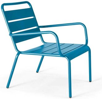 Oviala Oviala - Sillón de jardín bajo de acero azul pacífico - Palavas