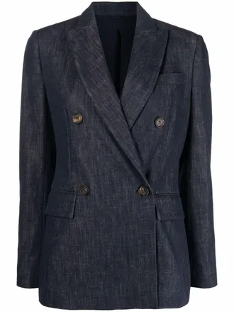 Brunello Cucinelli Blazer doppiopetto denim - Blu