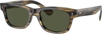Oliver Peoples Rosson SUN Zonnebril Olijf Smoke/G - unisex - Zonnebrillen - Veelkleurig - 53 MM - Accessoires