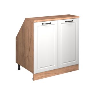 Vicco Armario De Cocina Para Techo Inclinado R-line, Blanco Casa De Campo, 80 Cm Con 2 Puertas, 60 Cm De Profundidad, Vicco