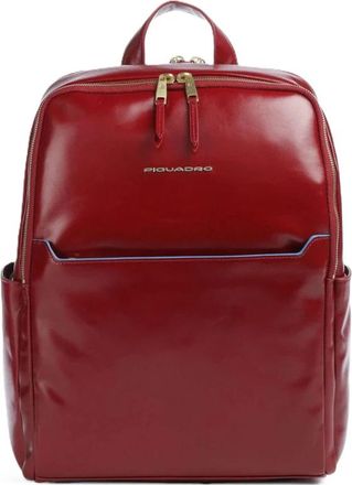 Piquadro Rode Rugzak - Dames - Rugzakken - Rood - ONE Size - Leer - Tassen