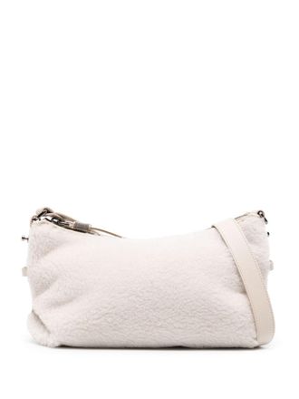 Brunello Cucinelli fleece-texture shoulder bag - women - Virgin Wool/Polyamide/Cashmere - OS - White