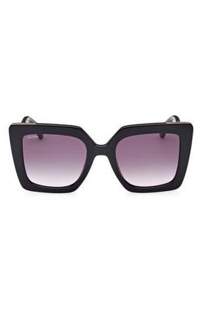 Max Mara Square Sunglasses in Shiny Black /Gradient Smoke at Nordstrom Rack