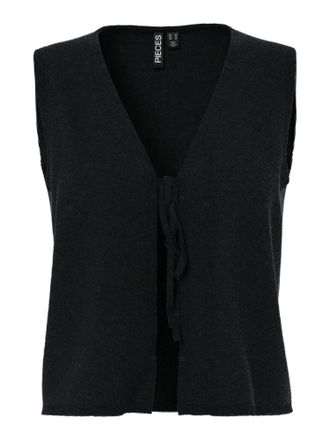 Pieces Strickweste PIECES PCBREE SL TIE KNIT VEST NOOS BC, Damen, Gr. XXL, schwarz, Strick, Obermaterial: 80% Polyester, 20% Nylon, unifarben, regular fit no