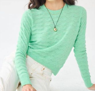 Autumn Cashmere Wavy Pointelle Sweater In Mint Julep