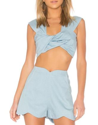 Paper London Plage Twist Top in Nichol Blue Size S