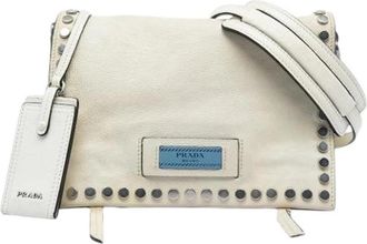 Prada Pre-owned Etiquette Flap - Dames - Vintage Schoudertas - Wit - ONE Size - Leer - Vintage