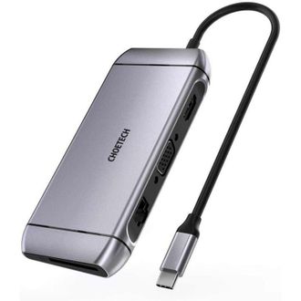 OEM Hub Usb Multifuncional Lector De Tarjetas Sd Y Tf Hdmi 4k Vga Full Hd Rj45 9 En 1 Gris