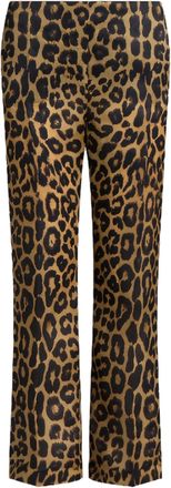 Alberta Ferretti Brown Pantalone Leopard Print Silk Pants