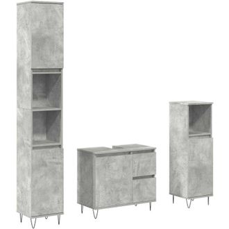 vidaXL Vidaxl - Set Muebles De Ba&ntilde;o 2 Piezas Madera Contrachapada Gris Hormig&oacute;n