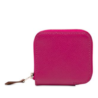 Herm&egrave;s Pink Epsom Silk in Compact Coin Purse
