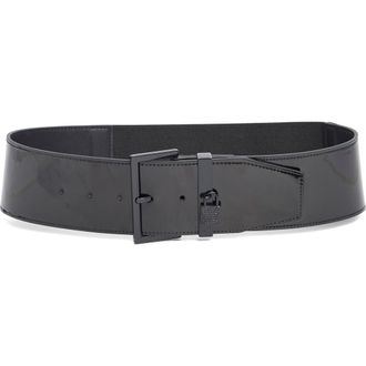 Kurt Geiger Lock Buckle Patent Leather Belt in Black Shiny Powder Coat Black at Nordstrom Rack, Size Medium/large