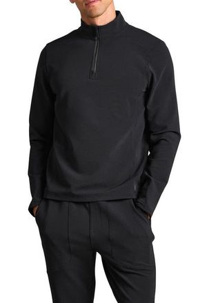 Rhone Covert Rib Quarter Zip Pullover in Black at Nordstrom, Size X-Large