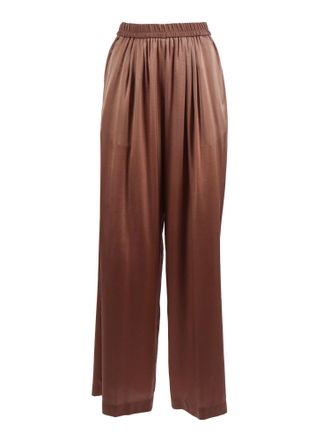 Forte_Forte Loose Fit Stretch Silk Satin Straight-Leg Pants