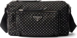 Prada Borsa a spalla in Re-Nylon con borchie - Nero