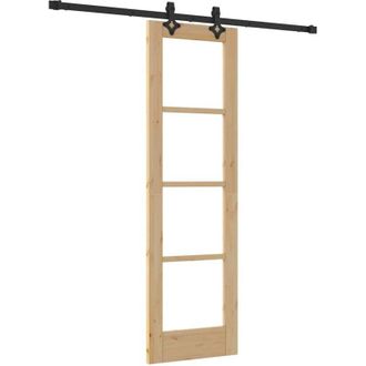 vidaXL Vidaxl - Puerta Corrediza Manual Marr&oacute;n 61 X 198.5 Cm Madera Y Metal
