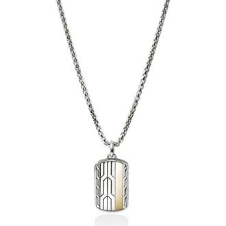 John Hardy Icon 50 Tag Pendant Necklace in Silver And Gold at Nordstrom, Size 22