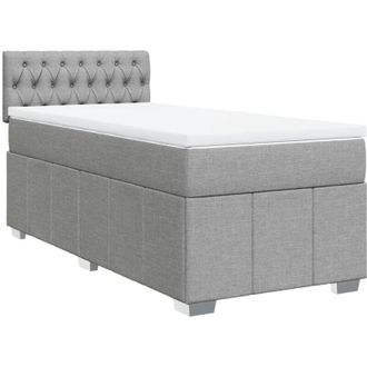 vidaXL Cama Box Spring Con Colch&oacute;n Tela Gris Claro 90x200 Cm Vidaxl