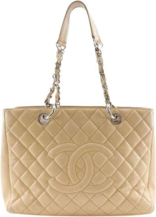 Chanel Pre-owned Vintage Tote Bag - Dames - Vintage Shopper - Beige - ONE Size - Leer - Vintage