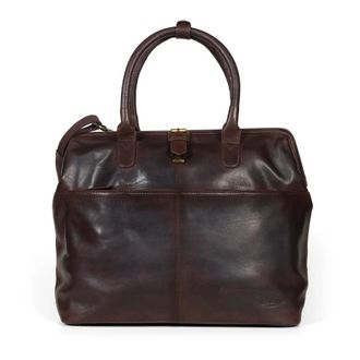 Howard London Laptop Bag Ken - Heren - Laptoptassen - Bruin - ONE Size - Leer - Tassen