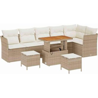 vidaXL Conjunto De Sof&aacute; De Jard&iacute;n 9 Pcs Beige Y Crema 90 X 55 X 71 Cm Vidaxl