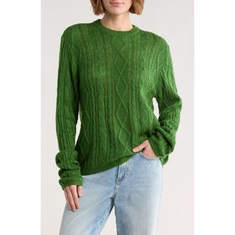 Obey Isabella Loose Cable Knit Sweater in Clover at Nordstrom Rack, Size X-Small