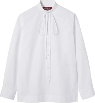 Gucci Witte Katoenen Poplin Longsleeve Top - Dames - Overhemden - Wit - S - Katoen - Overhemden