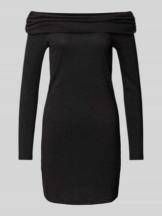 Only Minikleid mit Carmen-Ausschnitt mit Glitzerfaden Modell ROMA in Metallic Black, Gr&ouml;&szlig;e XS