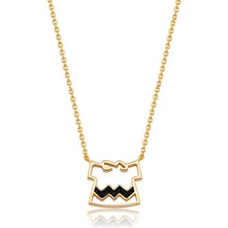 Crislu x Peanuts Charley Browns Shirt Pendant Necklace in 18Kt Yellow Gold /Clear Stone at Nordstrom, Size 16