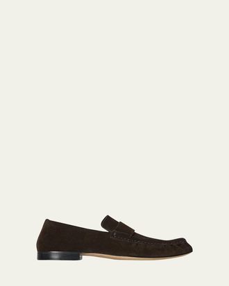 The Row Calf Suede Slip-On Loafers