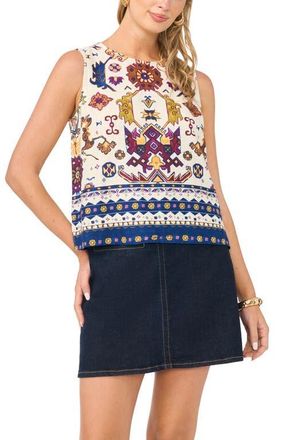 Vince Camuto Print Sleeveless Top in New Ivory at Nordstrom, Size Xx-Small