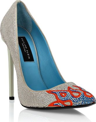 Philipp Plein Suede Strass Decollete High Heels Flame Women in Beige at Nordstrom, Size 41