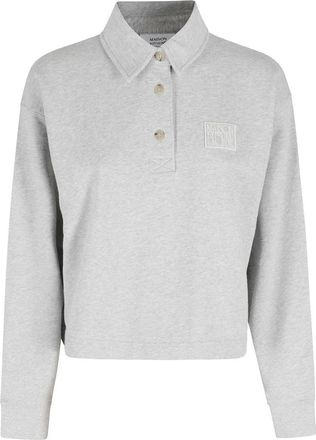 Maison Kitsun&eacute; Stamp Polo Sweatshirt - Dames - Sweatshirts - Grijs - M - Hoodies & sweatvesten
