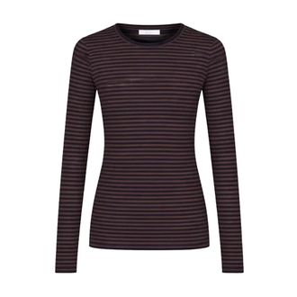 By-Bar Amsterdam Basic LS Rib Top - Dames - Tops - Bruin - Maat: XS Viscose