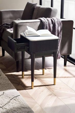 Julian Bowen Louis Fluted 1 Drawer Side Table in Black