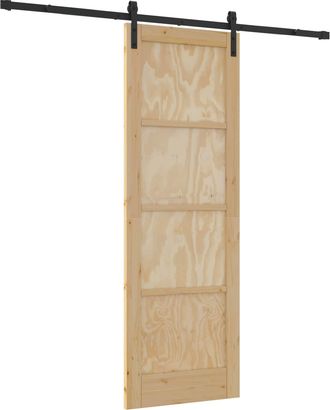 vidaXL Puerta Corredera Natural 73,5 X 211 Cm Madera De Pino Maciza Vidaxl