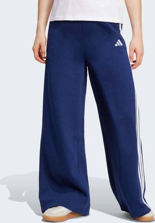 adidas Pantaloni ampi blu scuro in pile con 3 strisce